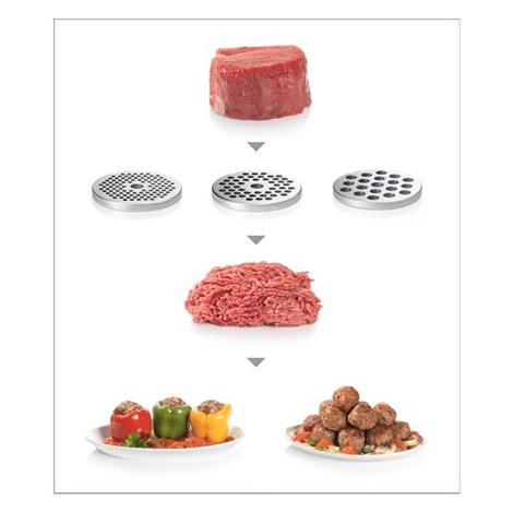 Bosch | Meat mincer | MFW68660 | Black | Throughput (kg/min) 4.3 | Kebbe, Sausage horn, Fruit press, Shredding Attachment, 4 bar - 10
